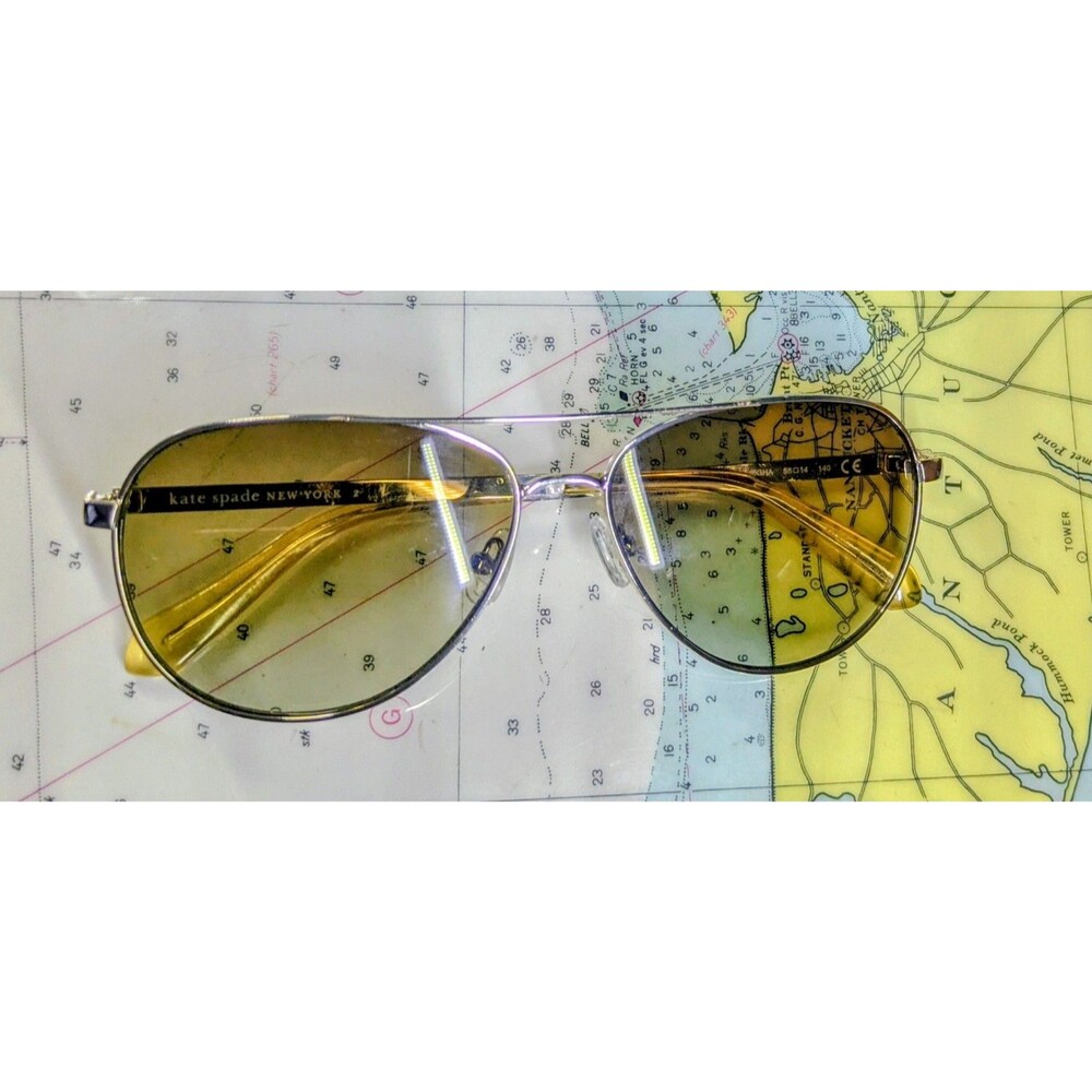 Kate Spade New York EMMALINE/S Aviator Sunglasses Silver Gold J5GHA 58[]14 140